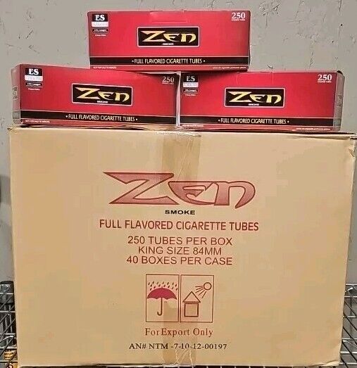 40 Boxes ZEN Red Full Flavor King Size KS Cigarette Tubes 250/Box (10,000 Total)