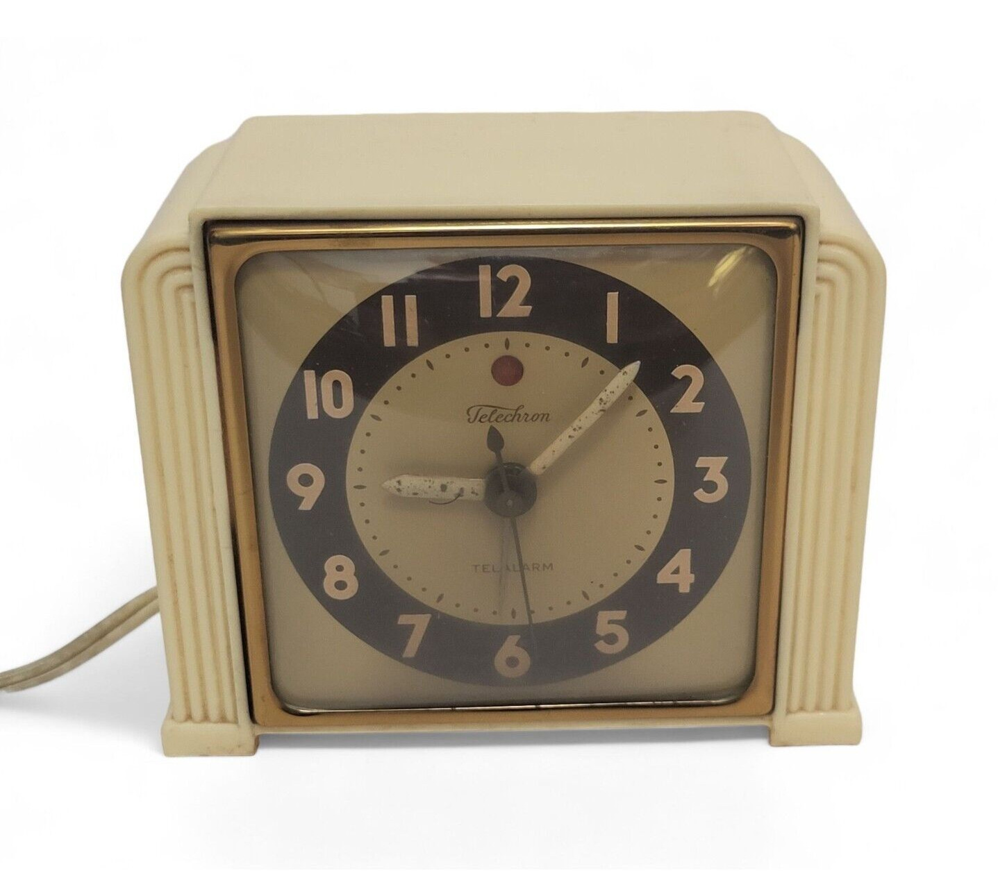 Vtg Art Deco Bakelite Telechron Electric Alarm Clock Telalarm Mid Century Modern
