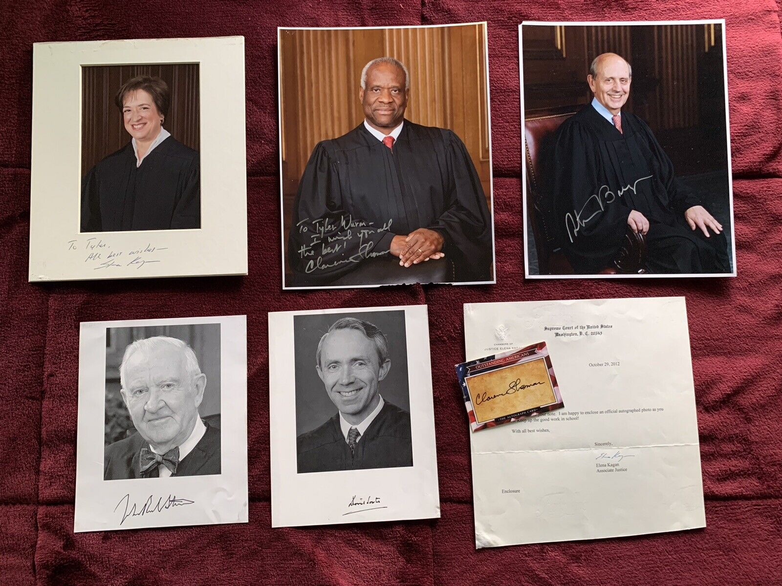 US Supreme Court Justice Autograph Signed Lot Thomas Kagan Stevens Breyer Souter