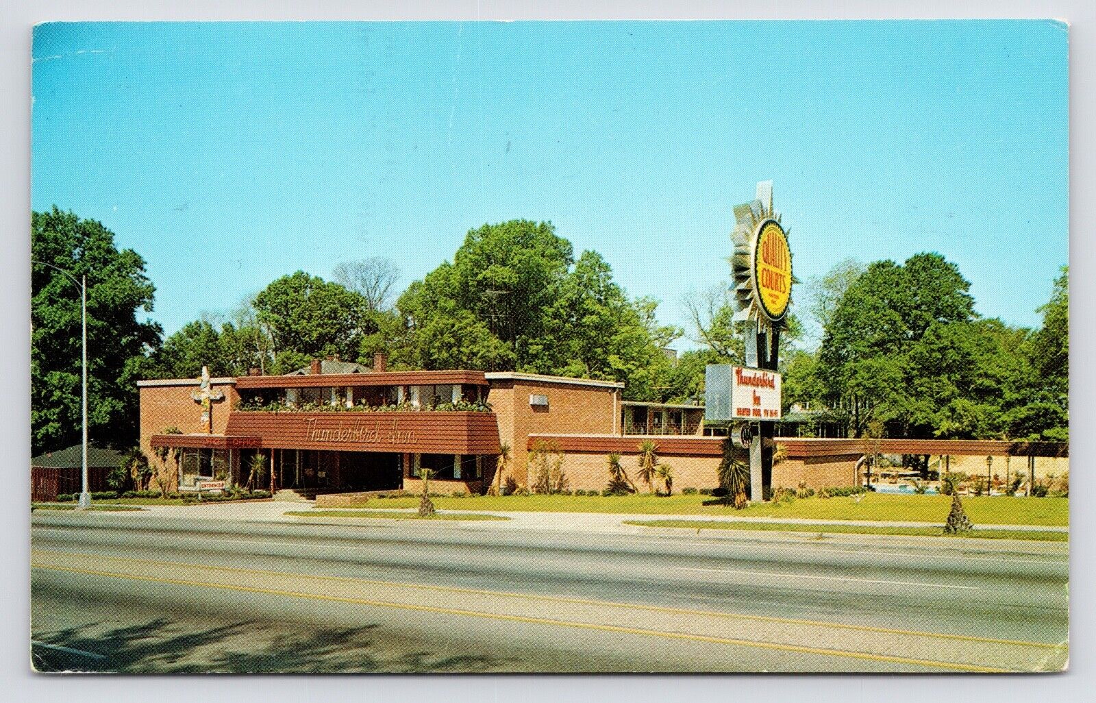 1960s Thunderbird Inn Motel Exterior Orangeburg South Carolina SC Postcard