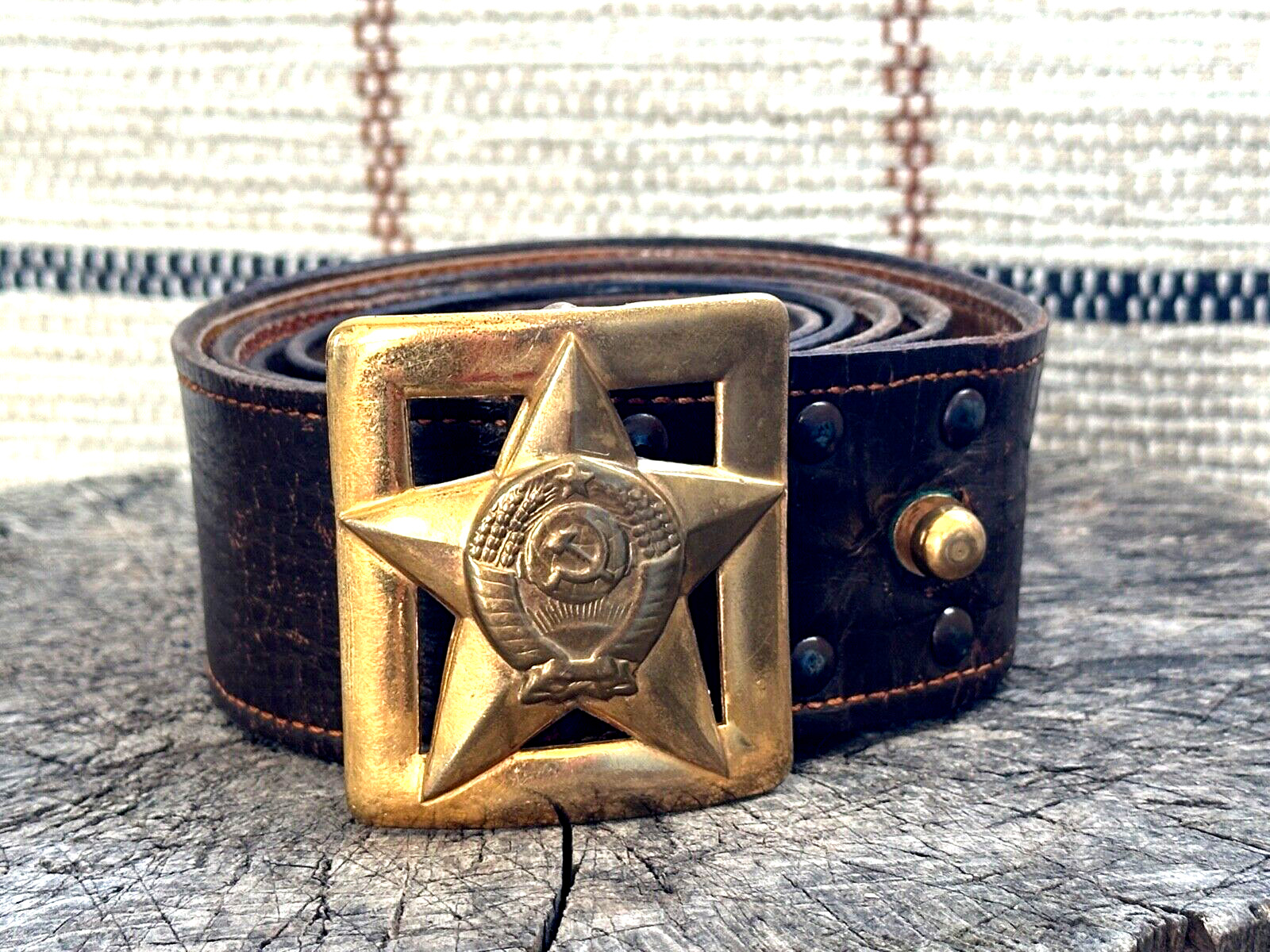 1941 General's Belt USSR Soviet Military Leather gold plated - VIDEO