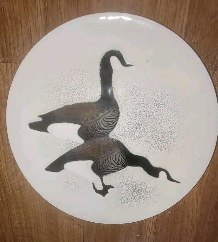Norman Brumm Enamel on Copper Plate Canada Geese Signed in Gold 