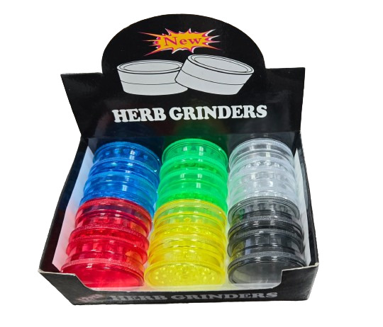 X12 Pcs Plastic Mix Clear Colored Herb Grinder 12 pcs