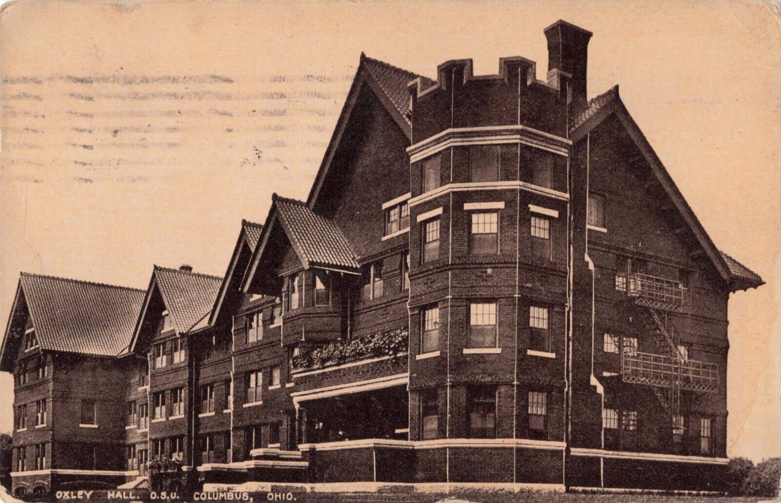 Columbus Ohio, Oxley Hall, Ohio State University, Vintage Postcard