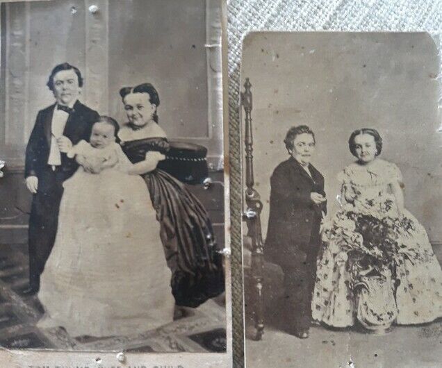 Tom Thumb wife & baby cdv  Minnie Warren 2 photos 1870 plus ephemera 