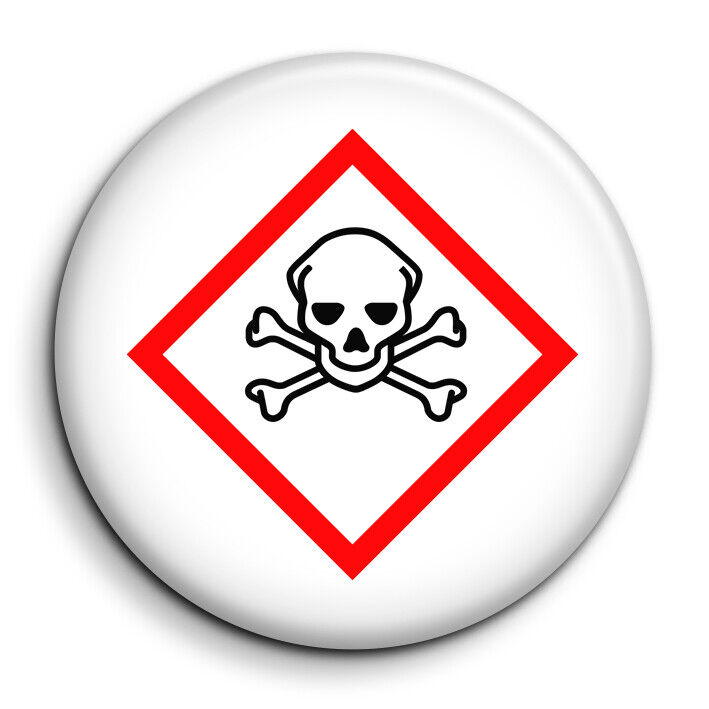 Poison Danger Symbol Badge 38mm Button Pin 