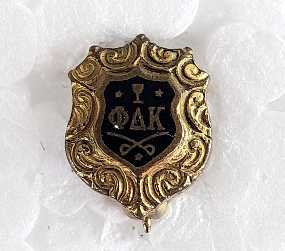 Antique Phi Delta Kappa Enamel Gold Tone Sorority Tiny Pin 7/16\