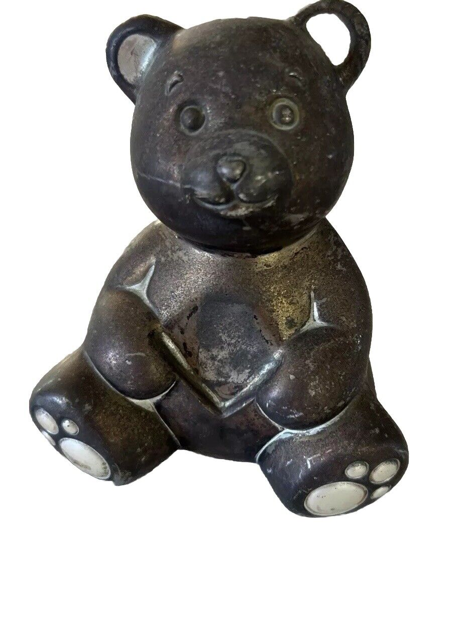Vintage Lenox Silver Teddy Bear Bank 