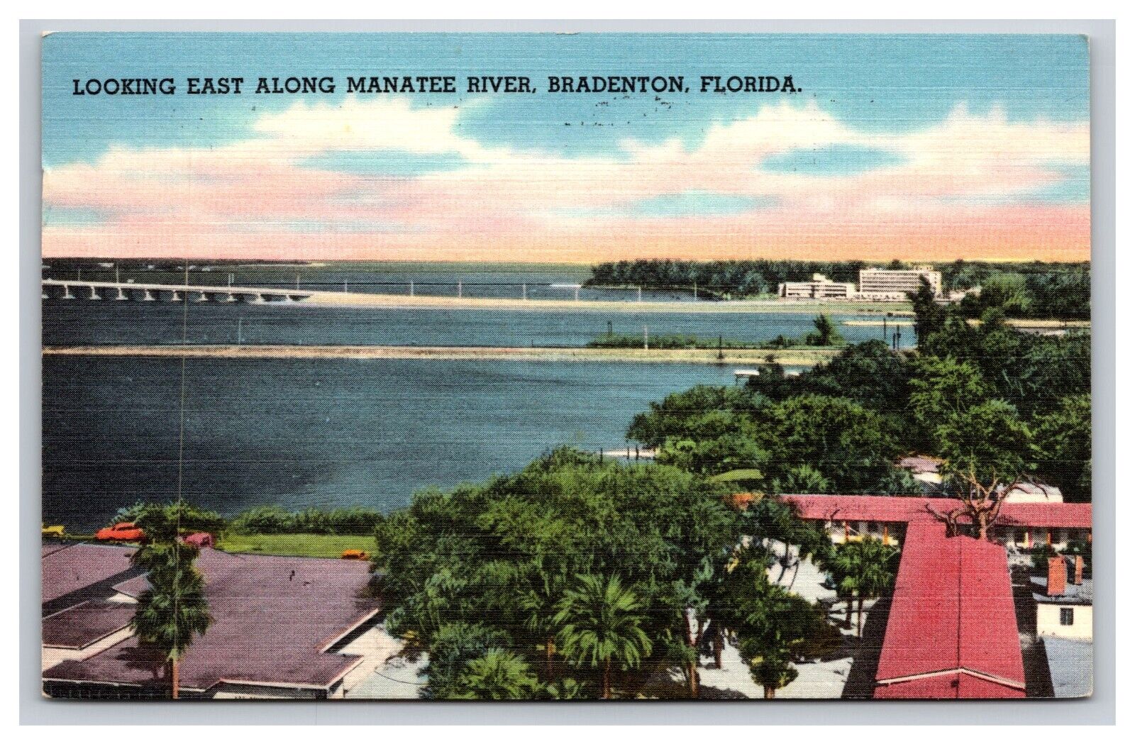 Looking East Along Manatee River, Bradenton Florida FL Postcard