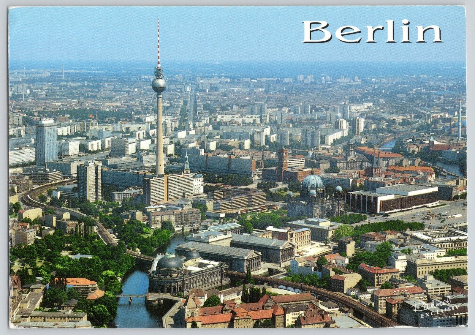 Postcard Panoramic Skyline Berlin Germany Fernsehturm Tower 7x5 Inch