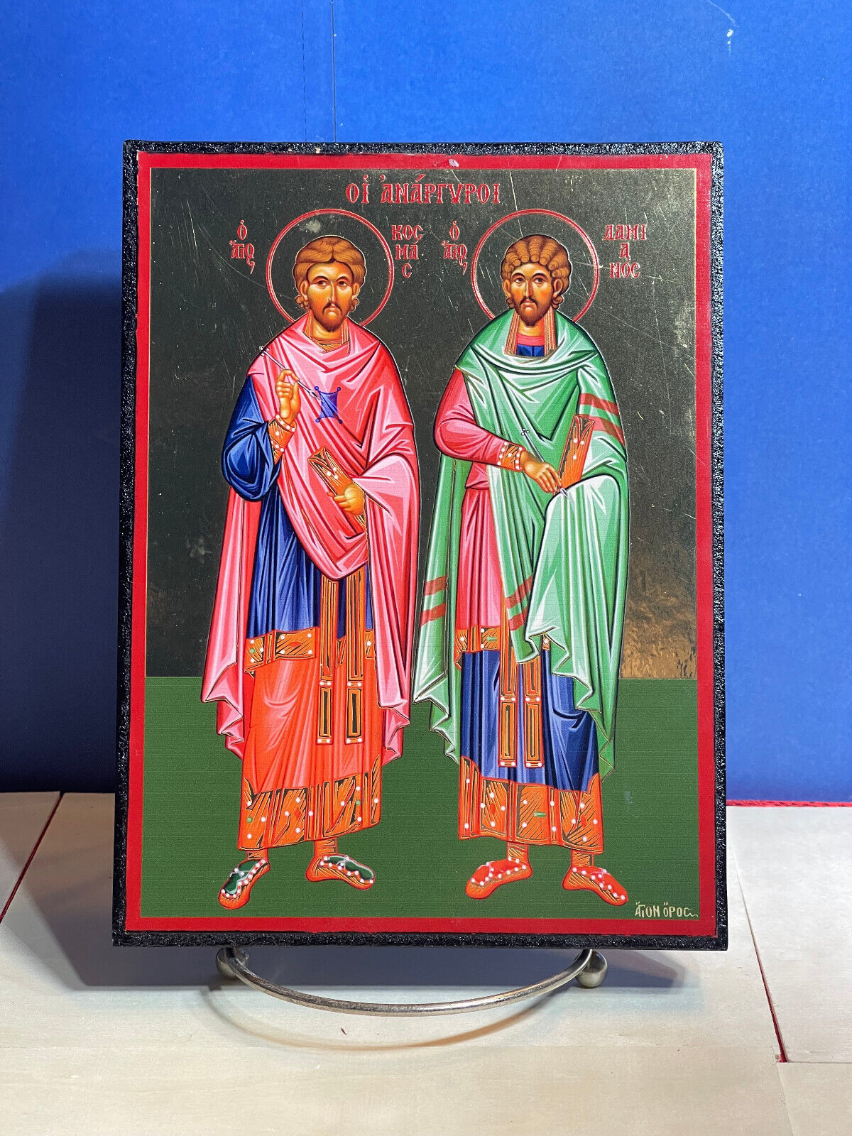 Holy Unmercenaries -Orthodox high quality byzantine style Wooden Icon 6x8