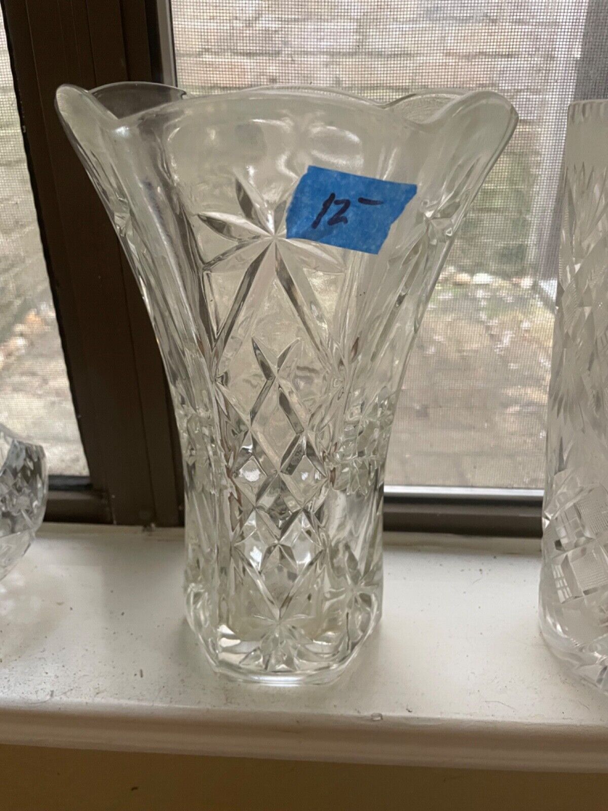 Dainty crystal vase. 10”. Antique