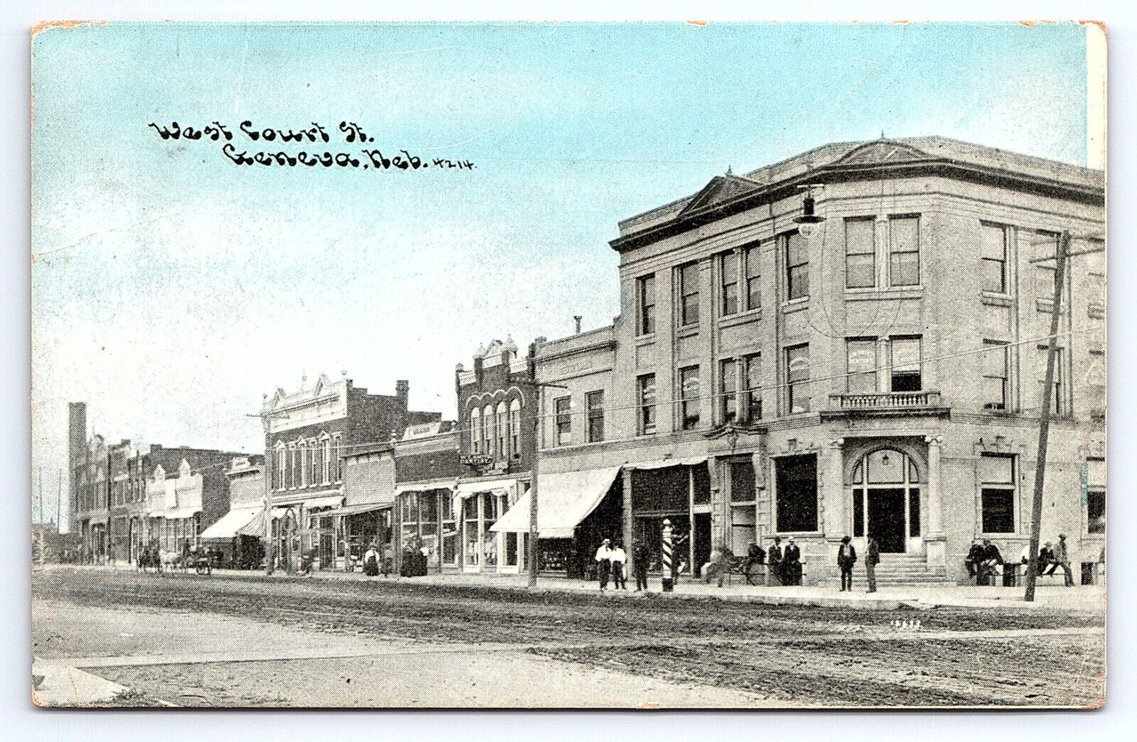 Postcard Geneva Nebraska NE West Court Street View Dirt Street c1909