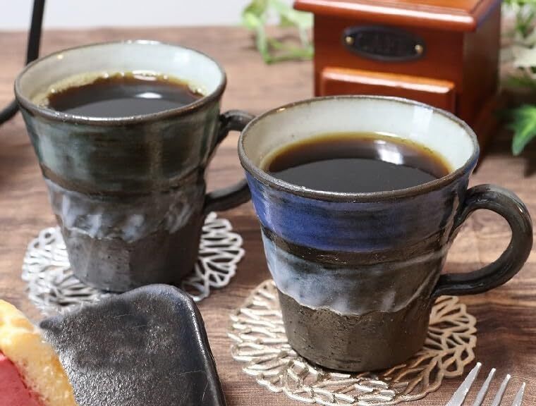 Shigaraki ware mug [Blue sky/twilight mug pair set w305-03_305-04] Pottery 250ml