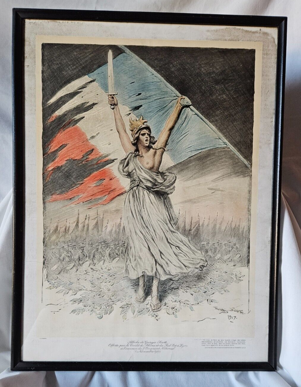 1917 Georges Scott French Bank Loan LITHOGRAPH Printed by Devambez WWI Marianne