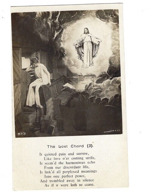 c1900s The Lost Chord Church Poem Bamforth Religious RPPC Undivided Postcard UNP