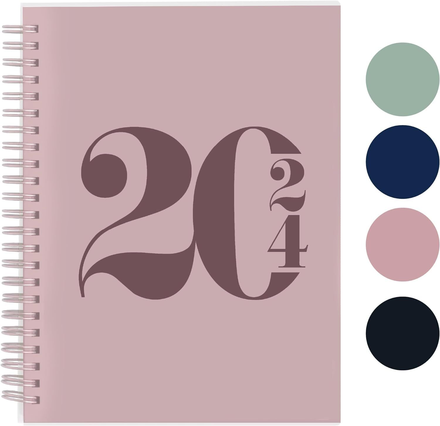 Rileys 2024 Weekly Planner - Typographic Annual & Monthly 8 x 6 inches, Pink 