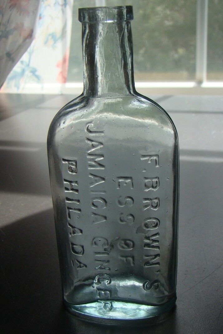 Antique 1880's F. BROWN'S ESS OF JAMAICA GINGER- PHILADA Medicine Bottle