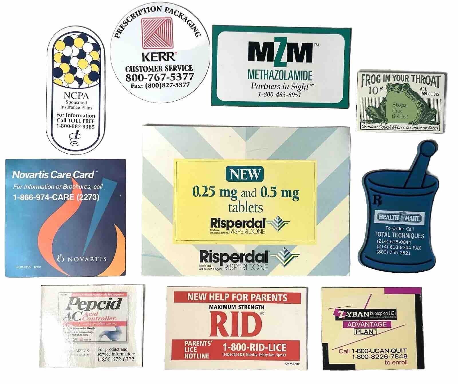 Lot #2 of 10 Antique Vtg USA Pharmacy Promotional Magnets Medicine Advertising