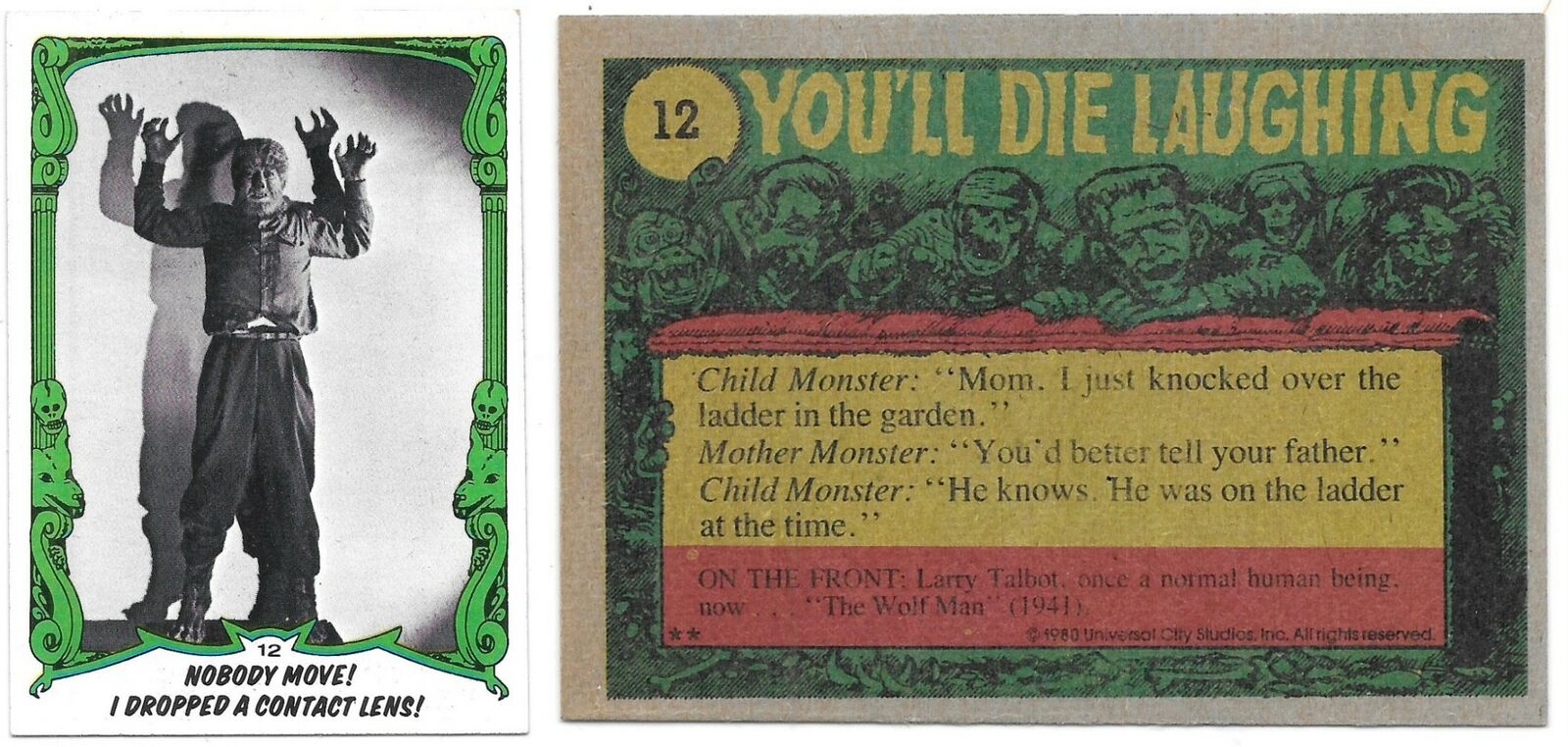 You\'ll Die Laughing Creature Feature Trading Cards Topps 1980 YOU CHOOSE CARD