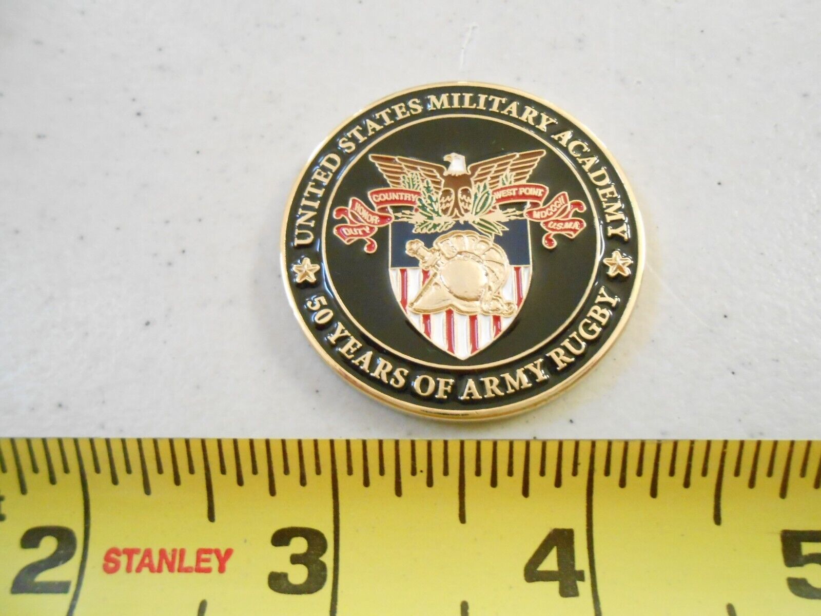 RARE US MILITARY ACADEMY WESTPOINT 50 YEARS ARMY RUGBY MILITARY CHALLENGE COIN