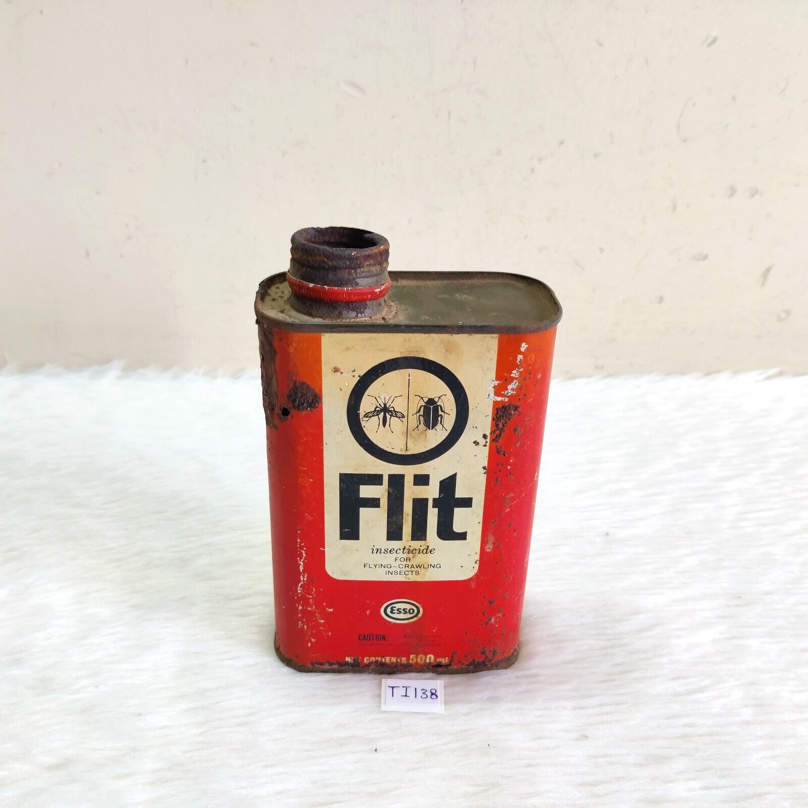 Vintage Esso Flit Flying Crawling Insects Advertising Tin Can Old TI138