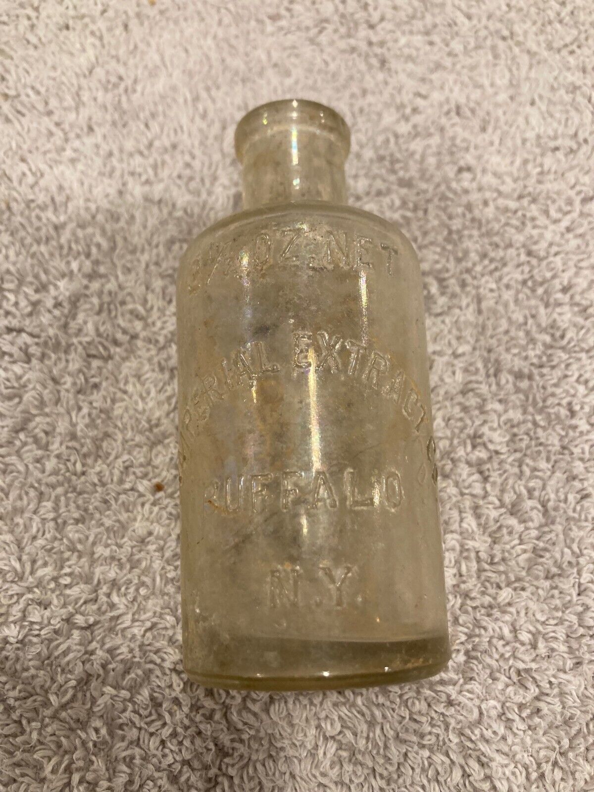 Antique 2-1/2 Ounce Net IMPERIAL EXTRACT BUFFALO, NY Glass Jar- Beach Find
