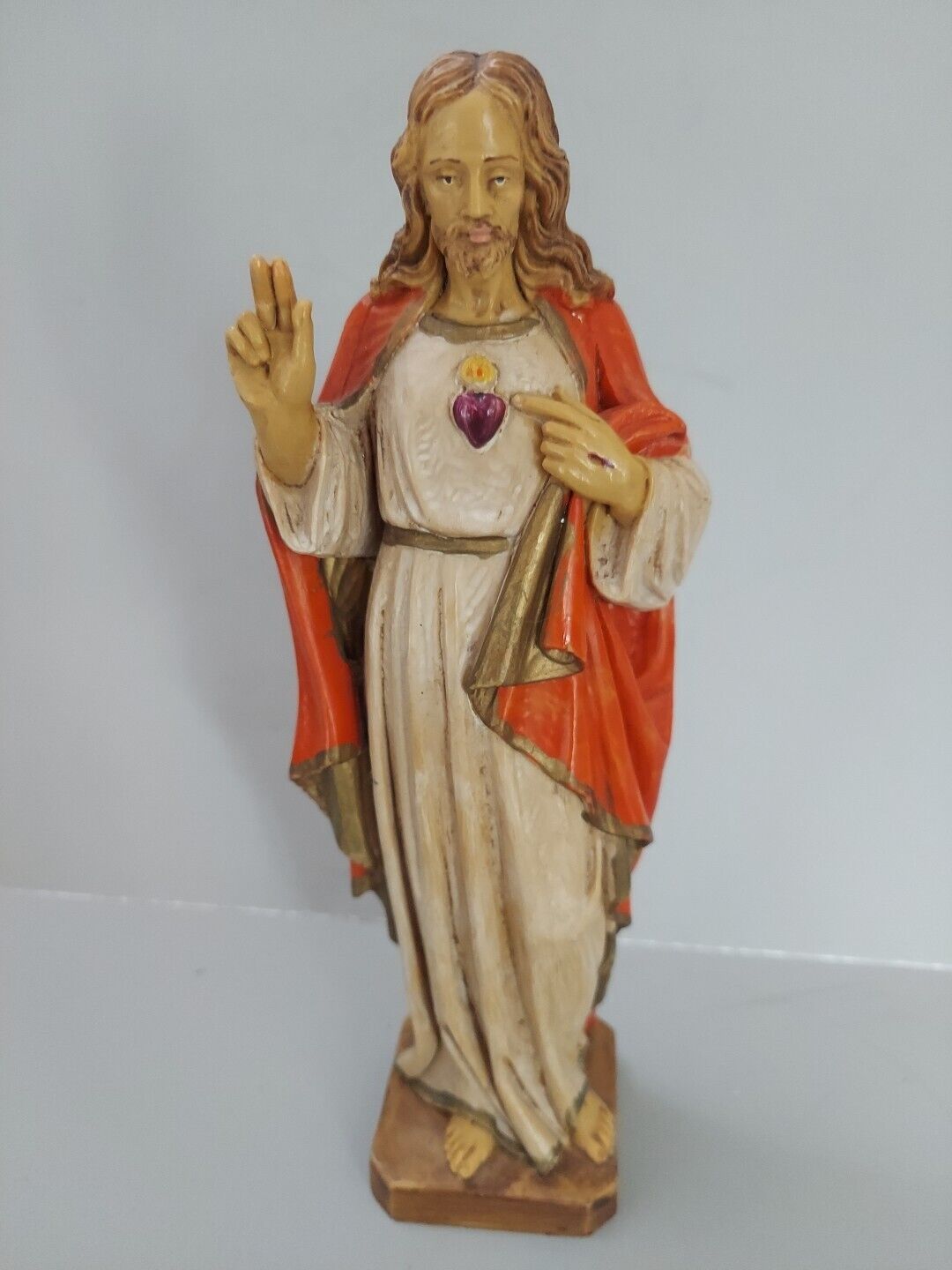 Vtg Sacred Heart of Jesus Statue Malsiner Italy Figurine 9.5\