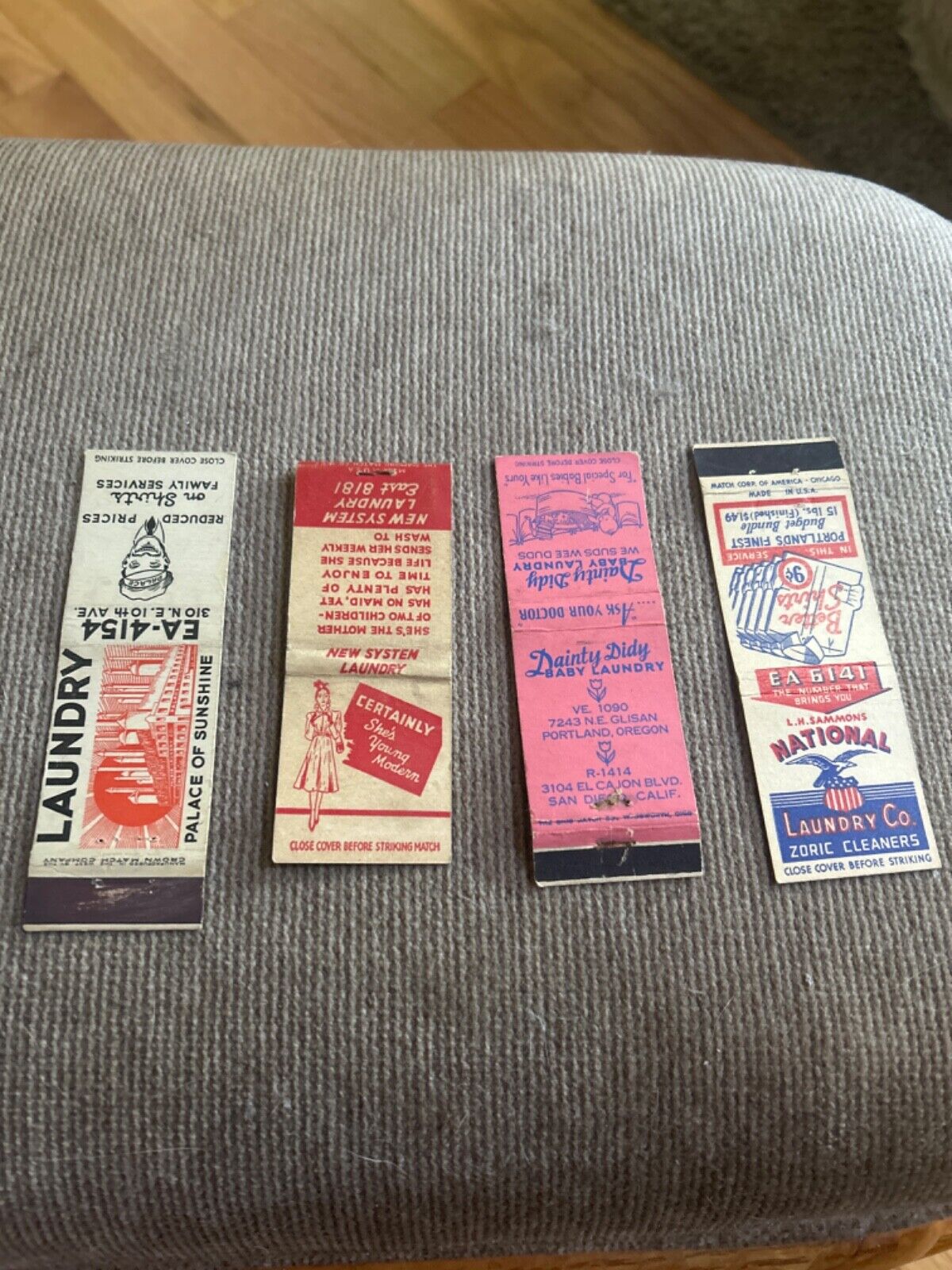 4 pcs lotLAUNDRY & DRY CLEANING VINTAGE MATCHBOOK COVER