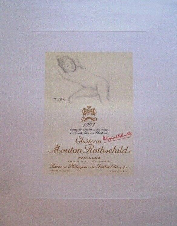 Original Lithograph Chateau MOUTON Rothschild 1993  France Rare BALTHUS Nude
