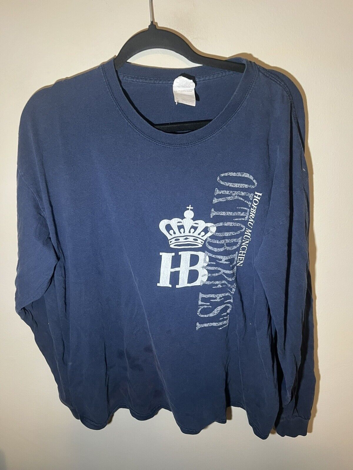 Hofbrau Beer Hofbraus Munchen Oktoberfest Blue Graphic T Shirt XL