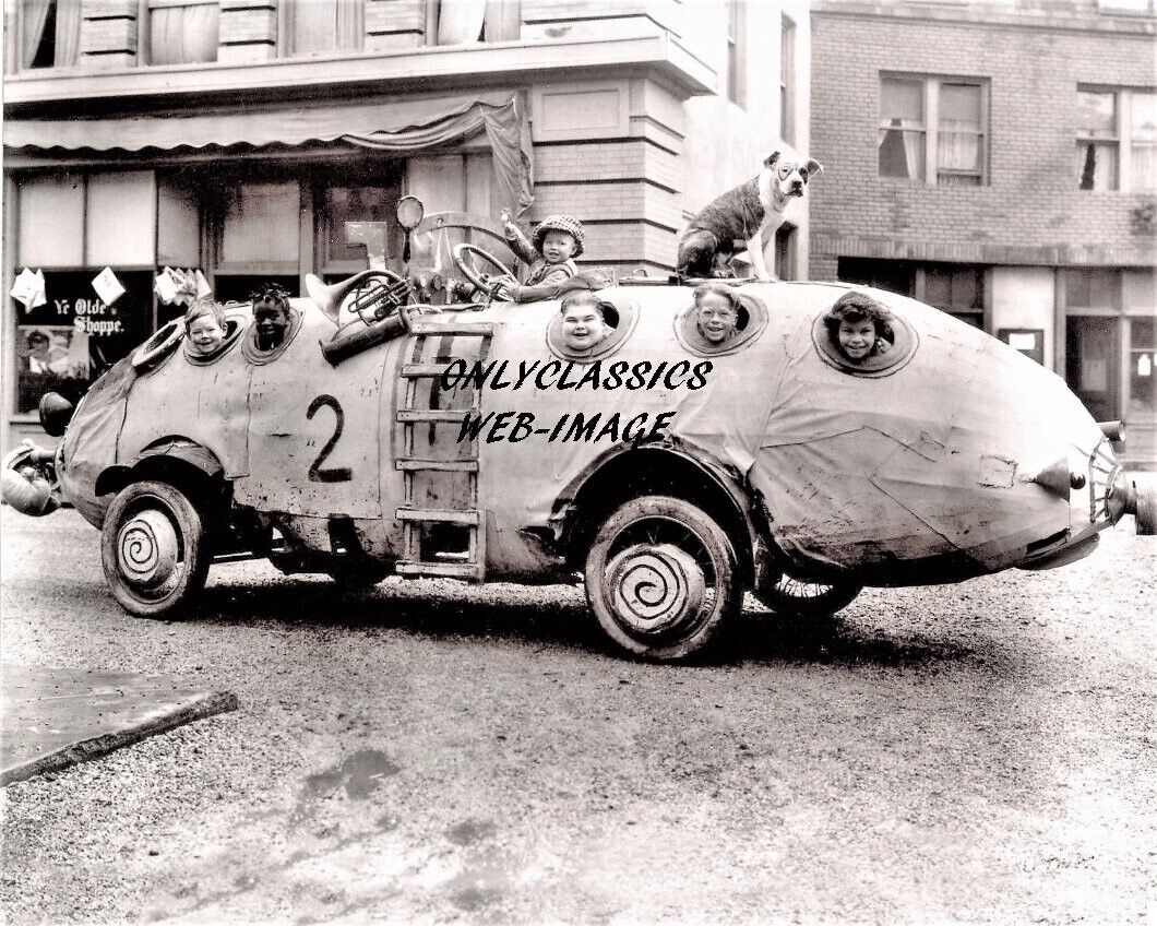 1927 OUR GANG LITTLE RASCALS HAL ROACH CRAZY FUNNY CAR 8X10 PHOTO & PETE THE DOG