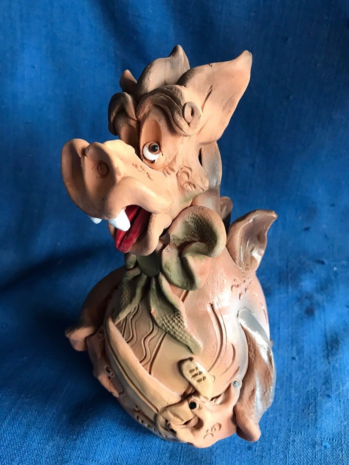 Vintage Robert Eakin Mahon Style Art Pottery Stoneware Goofy Face Dragon Bank