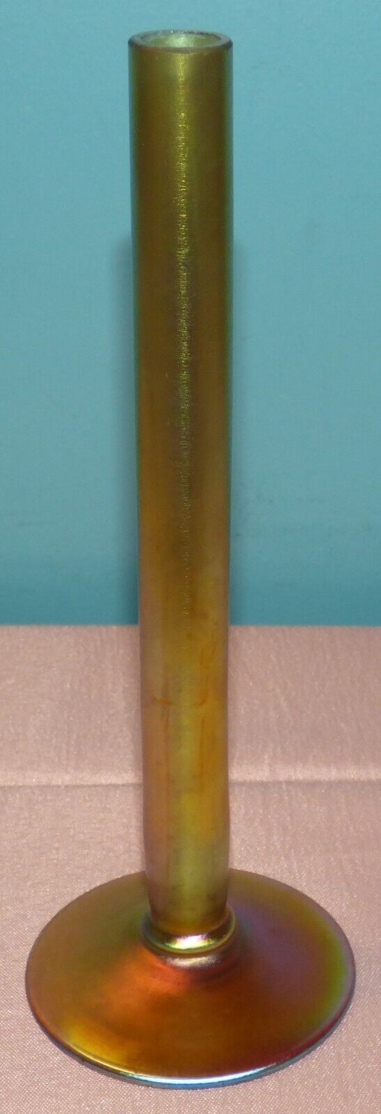 Steuben Gold Aurene Glass Stick Bud Vase 8 1/4\