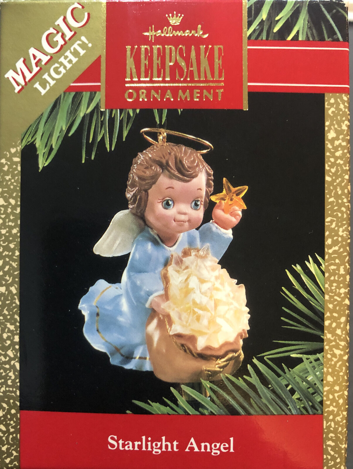 Hallmark Keepsake 1990 STARLIGHT ANGEL Magic Light Christmas Ornament 