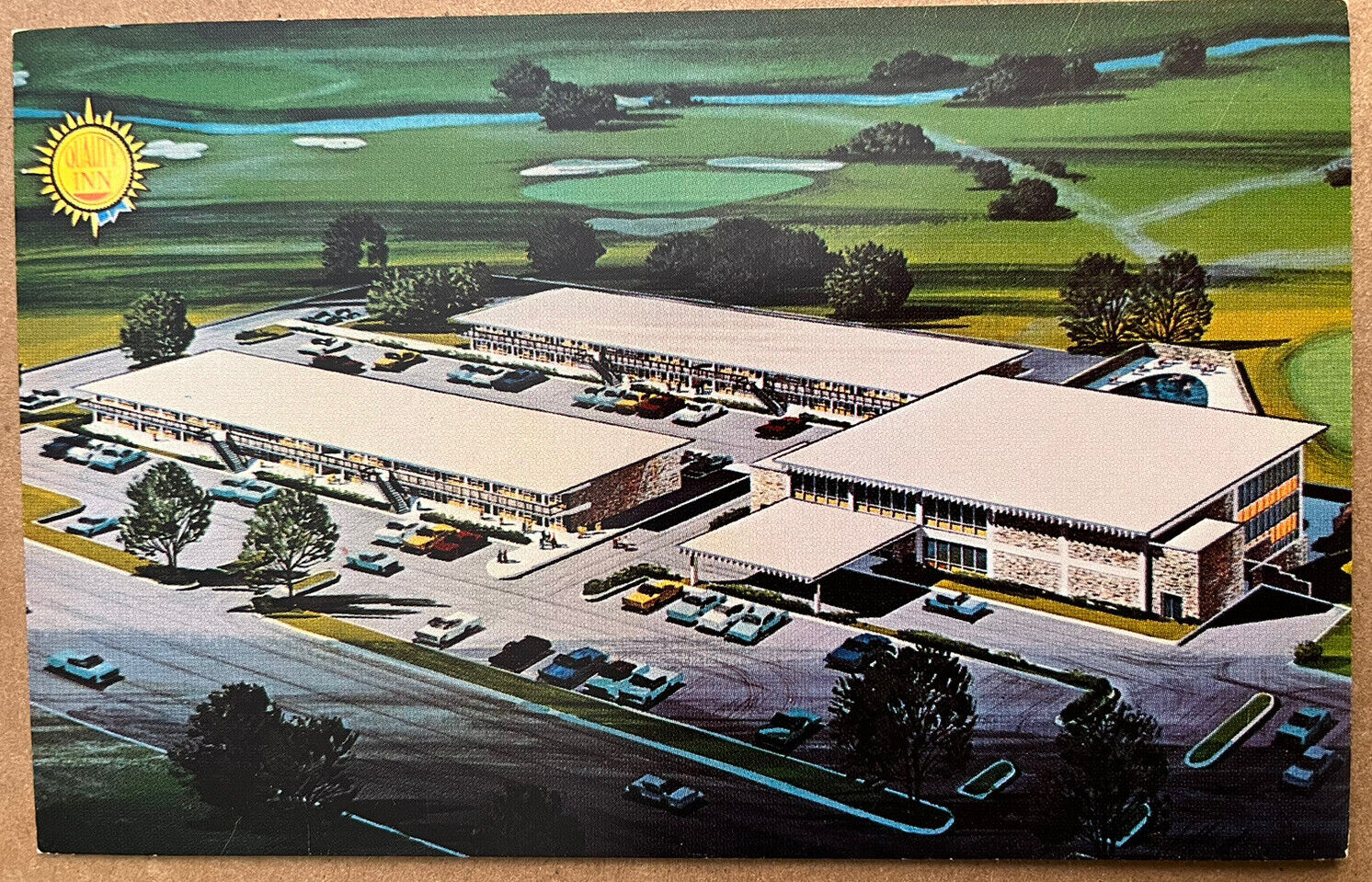 Leesburg Virginia Motel Quality Inn Aerial View Postcard
