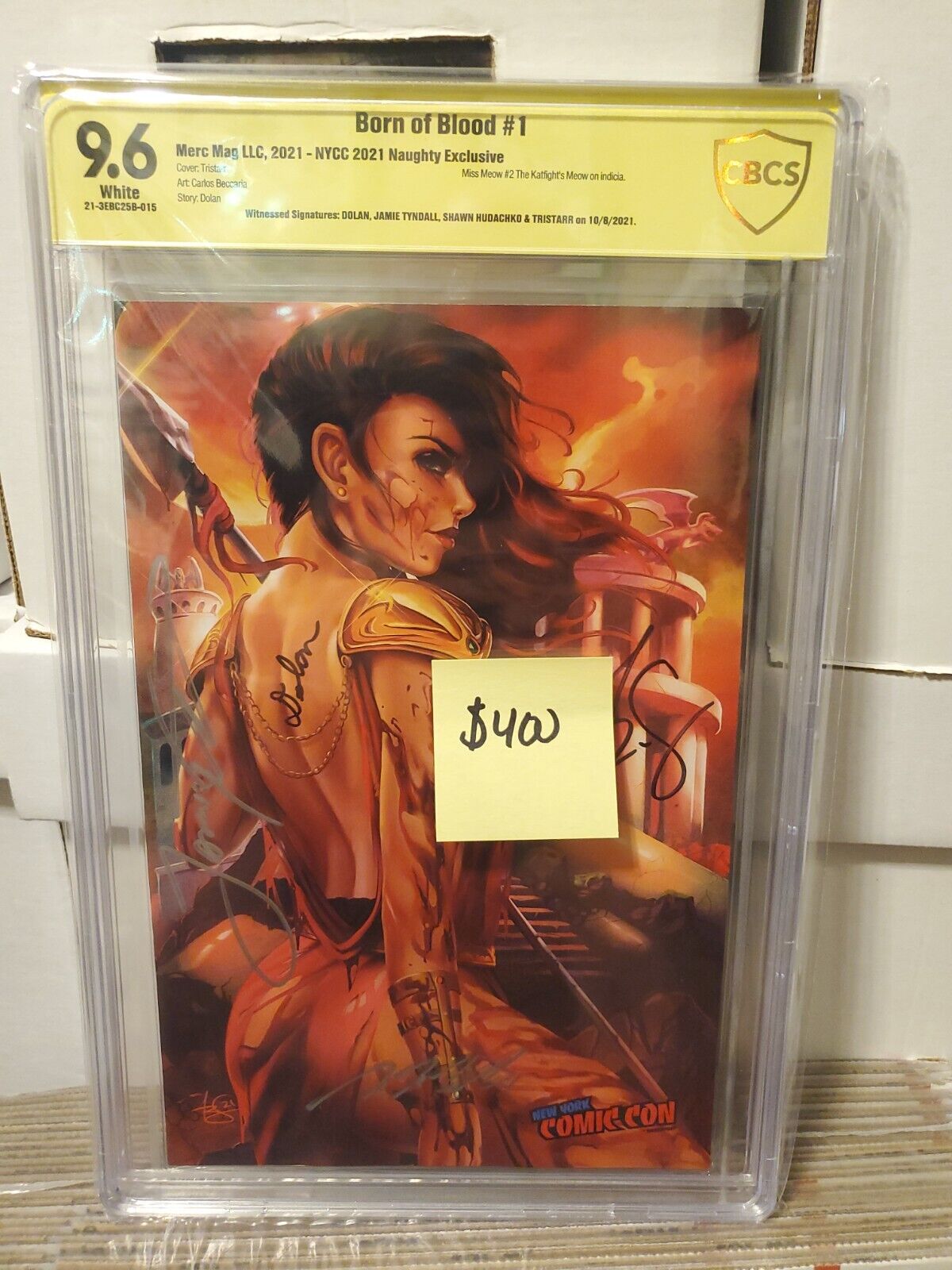 Born Of Blood #1 Nycc 2021 Naughty Exclusive Cbcs 9.6 4x Signed Dolan, Tyndall,