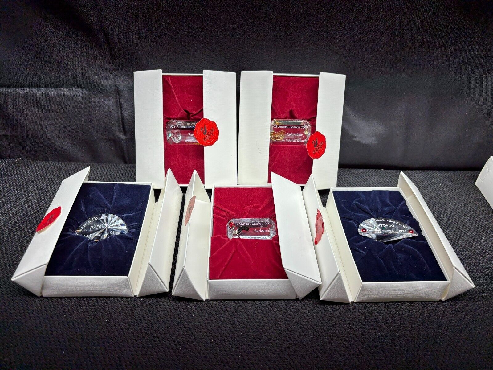 Set of 5 ~ Swarovski Collector's Society Plaques ~  1999, 2000, 2001, 2002, 2003