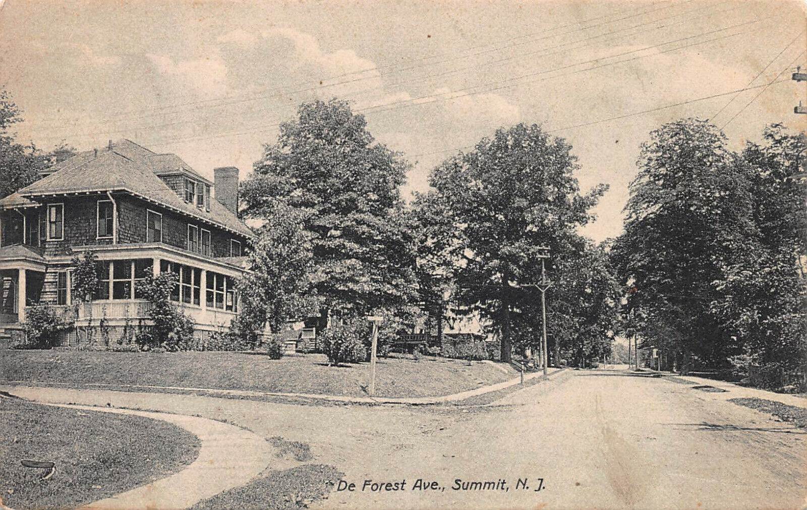 De Forest Ave, Summit, New Jersey, Early Postcard, Used in 1910