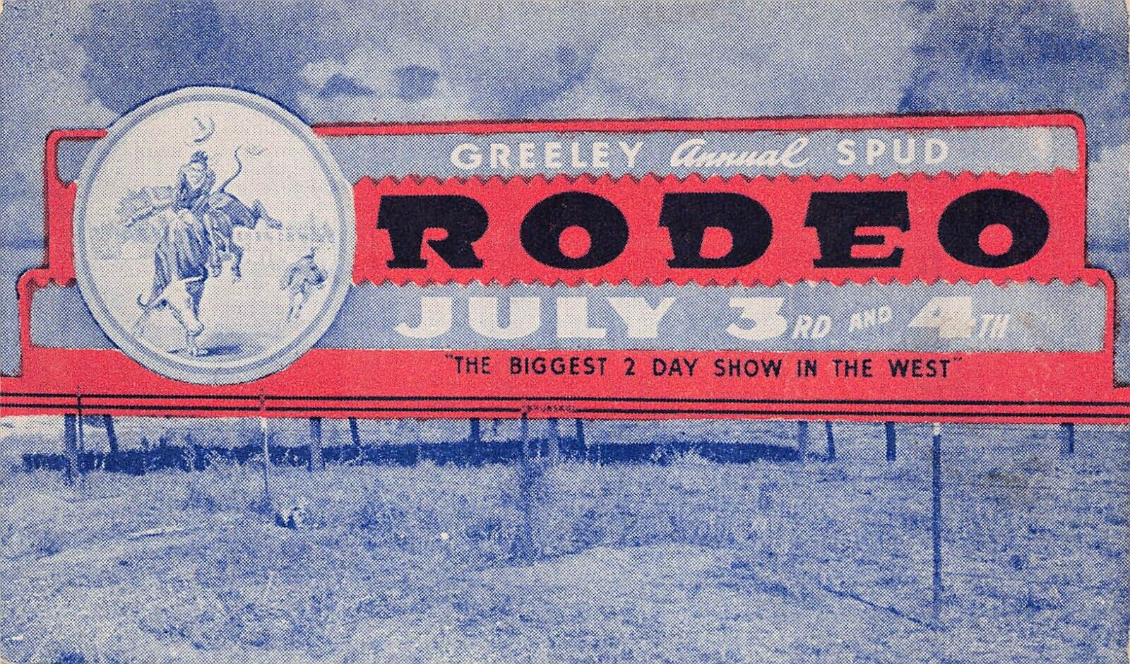 Greeley CO Colorado Annual Spud Rodeo Western Cowboy Bullfight Vtg Postcard A25