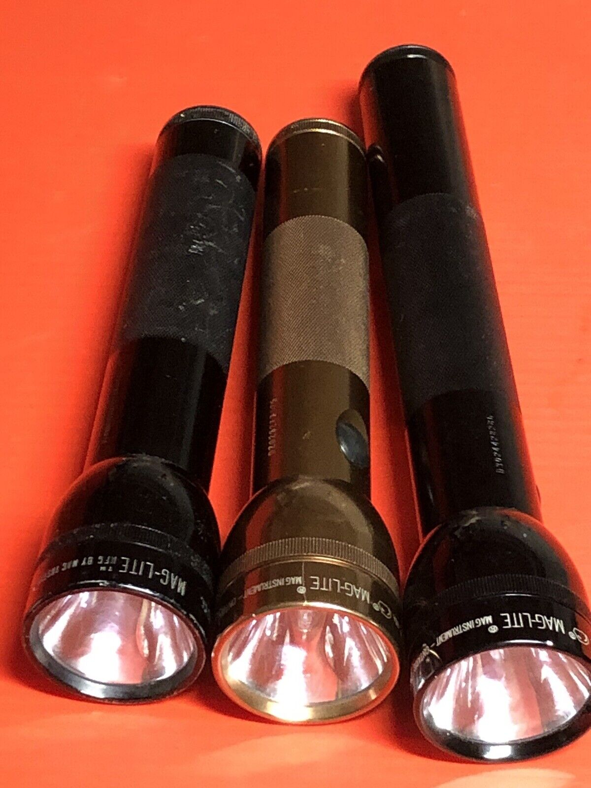 Mag-Lite USA 2 D Cell Copper & Black and 3 D Black Flashlight ~ Maglite Used Lot