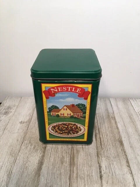 1970s Vintage Green Nestle Toll House Cookie Tin 1st Limited Edition Canister