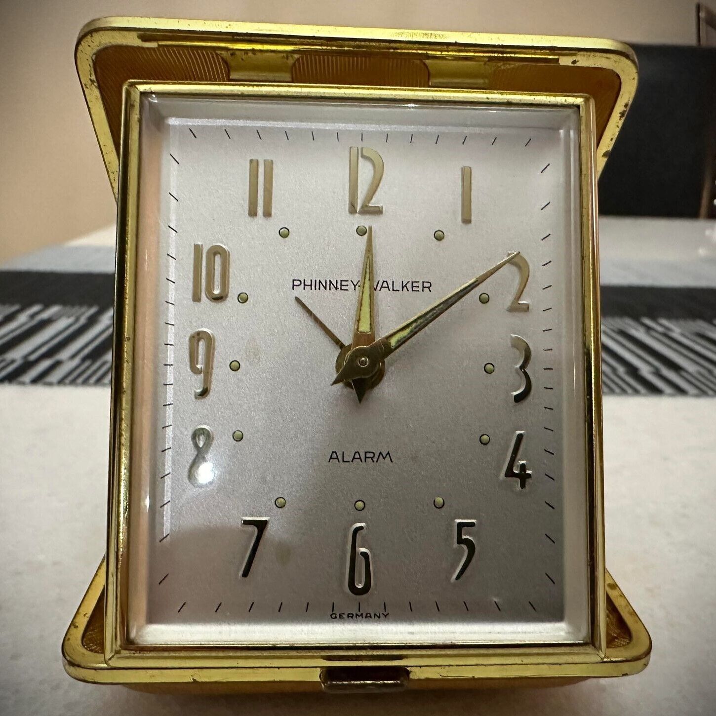 Vintage Phinney Walker Folding Travel Alarm Clock, Germany, Working