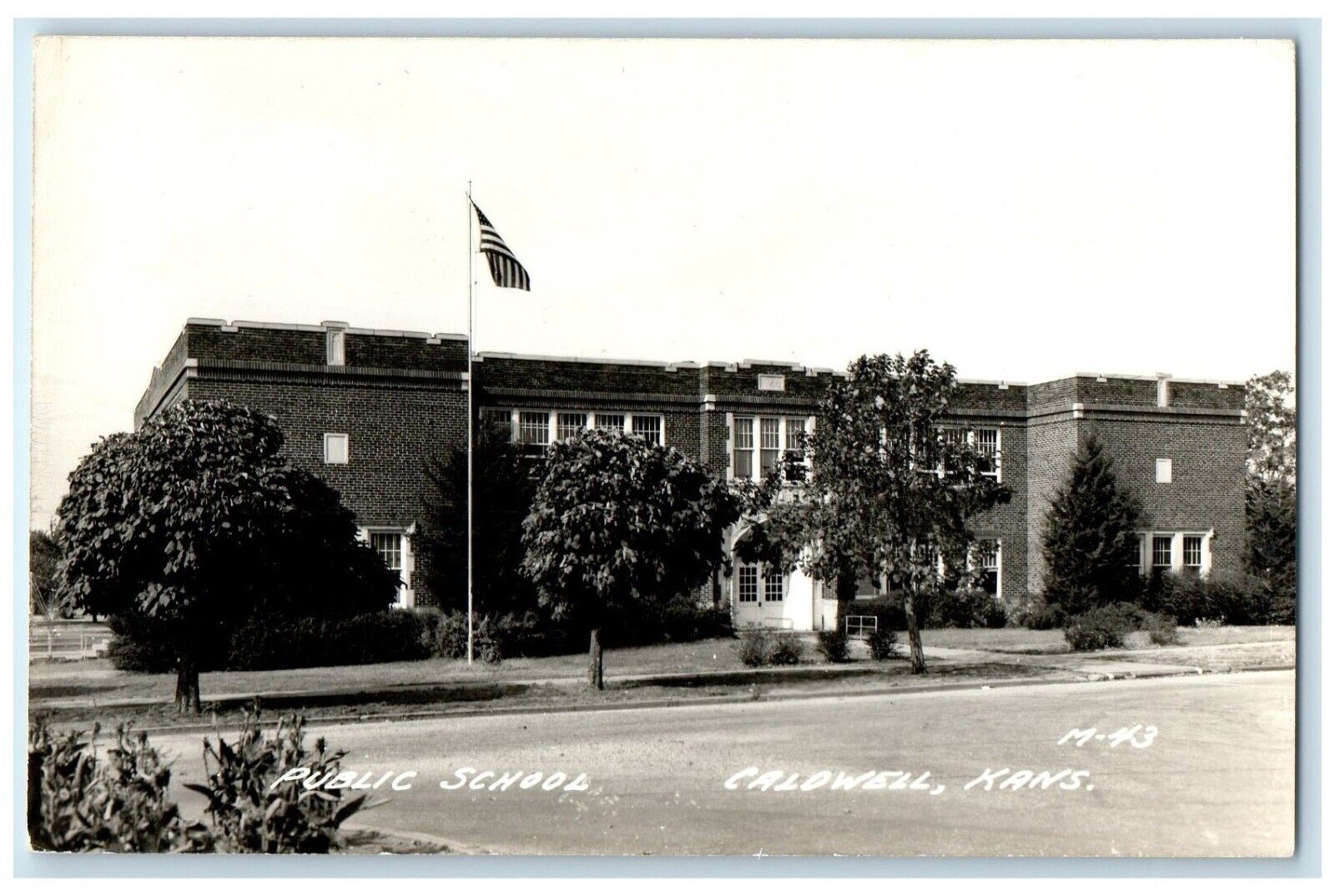 c1940's Public School Building Caldwell Kansas KS RPPC Photo Vintage Postcard