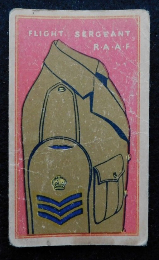 Rare Sweetacres 1930\'s Card Australian Fighting Force Badges Flt. Sergeant RAAF