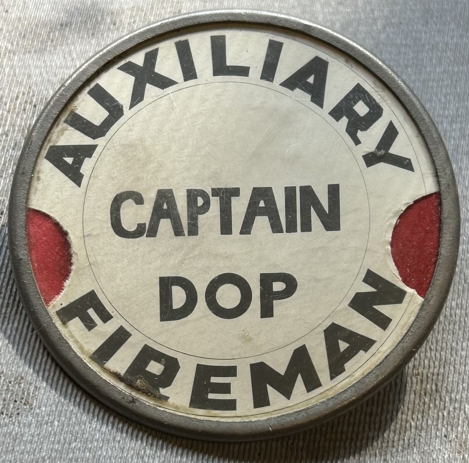 UNUSUAL EARLY 1900\'S CAPTAIN DOP AUXILIARY FIREMAN WHITEHEAD & HOAG BADGE 2\
