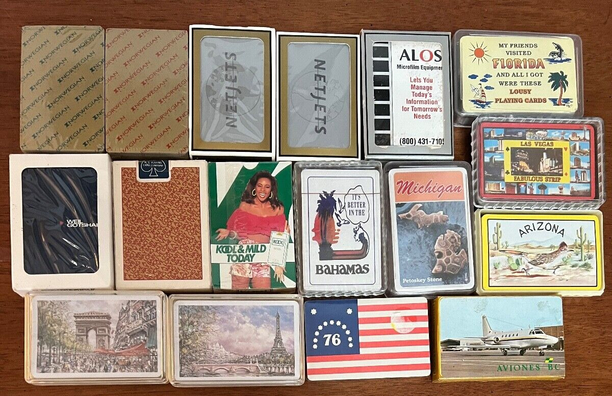 17 Decks Playing Cards, States, Airlines, Tobacco, Corporations, Most Sealed