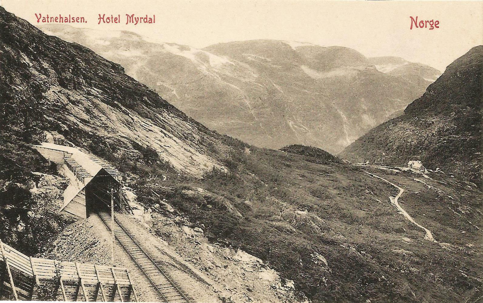 Postcard Norway Vatnahalsen Myrdal Hotel Aurland Bergen Railway c1909-15 MINT