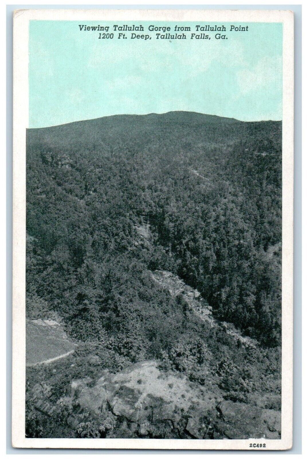 c1930's Viewing Tallulah Gorge From Tallulah Point Tallulah Falls GA Postcard