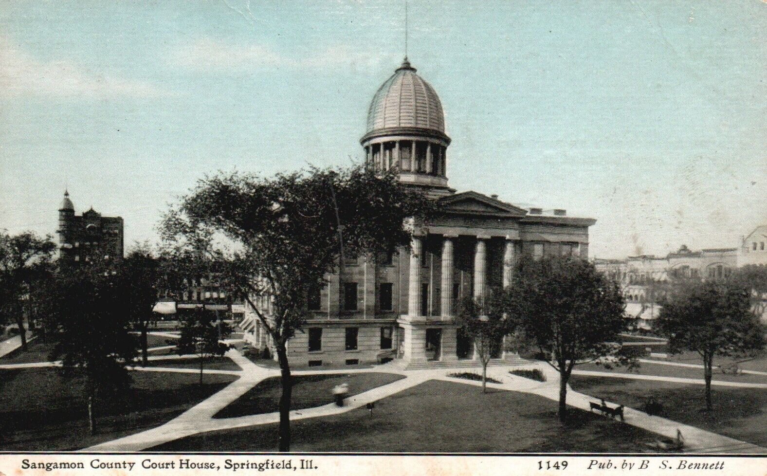 Springfield, Illinois, IL, Sangamon County Court House, Vintage Postcard b5383